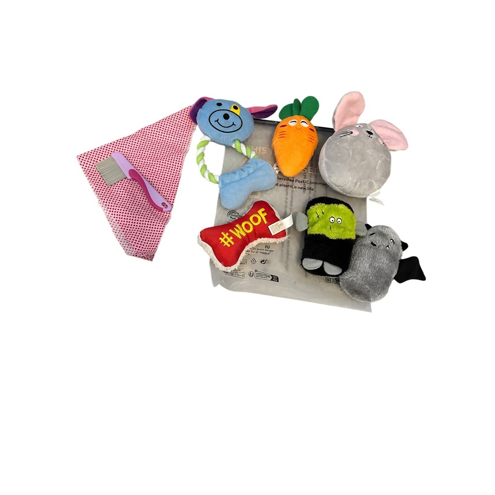 Halloween Dog Toys Plush Squeaky Boo Bat Frankenstein Carrot Bone‎ Dog Toy Set